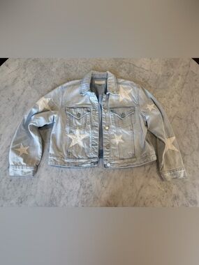 BLANKNYC Star Patch Denim Jacket Light Wash White Stars Size L Like New Rare!